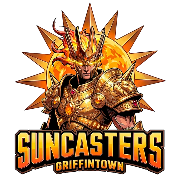 Logo officiel du Blason Suncasters, équipe de la Gods Division de la ligue de basketball 3x3 Arena24 à Montréal